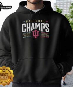 Nice Indiana Hoosiers National Champions 2025 hoodie showcasing team colors and logo, perfect for fans and celebrations.