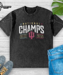 Nice Indiana Hoosiers National Champions 2025 washed t-shirt featuring bold team colors and logo, perfect for fans.