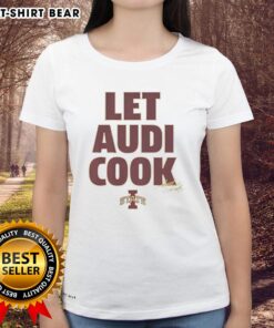 Ladies tee featuring Iowa State Cyclones logo and Audi Cook signature, perfect for fans and stylish game day wear.