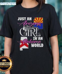 Arizona girl in Alabama world ladies tee, showcasing a stylish and unique design for womens casual wear.