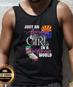 Arizona girl in a California world tank top, showcasing a stylish design perfect for casual summer wear.