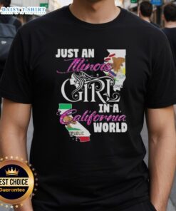 Illinois girl in a California world T-shirt design, showcasing a trendy graphic tee with a fun, casual vibe.