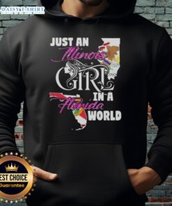 Illinois girl in a Florida world hoodie, showcasing a stylish design perfect for casual wear and travel.