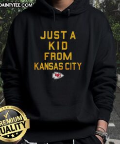 Nice Kansas City Chiefs hoodie featuring 'Just A Kid From Kansas City' design, perfect for fans and casual wear.