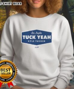 Alt Text: Kyle Tucker Tuck Yeah LA sweatshirt featuring vibrant colors and trendy design, perfect for fans and casual wear.