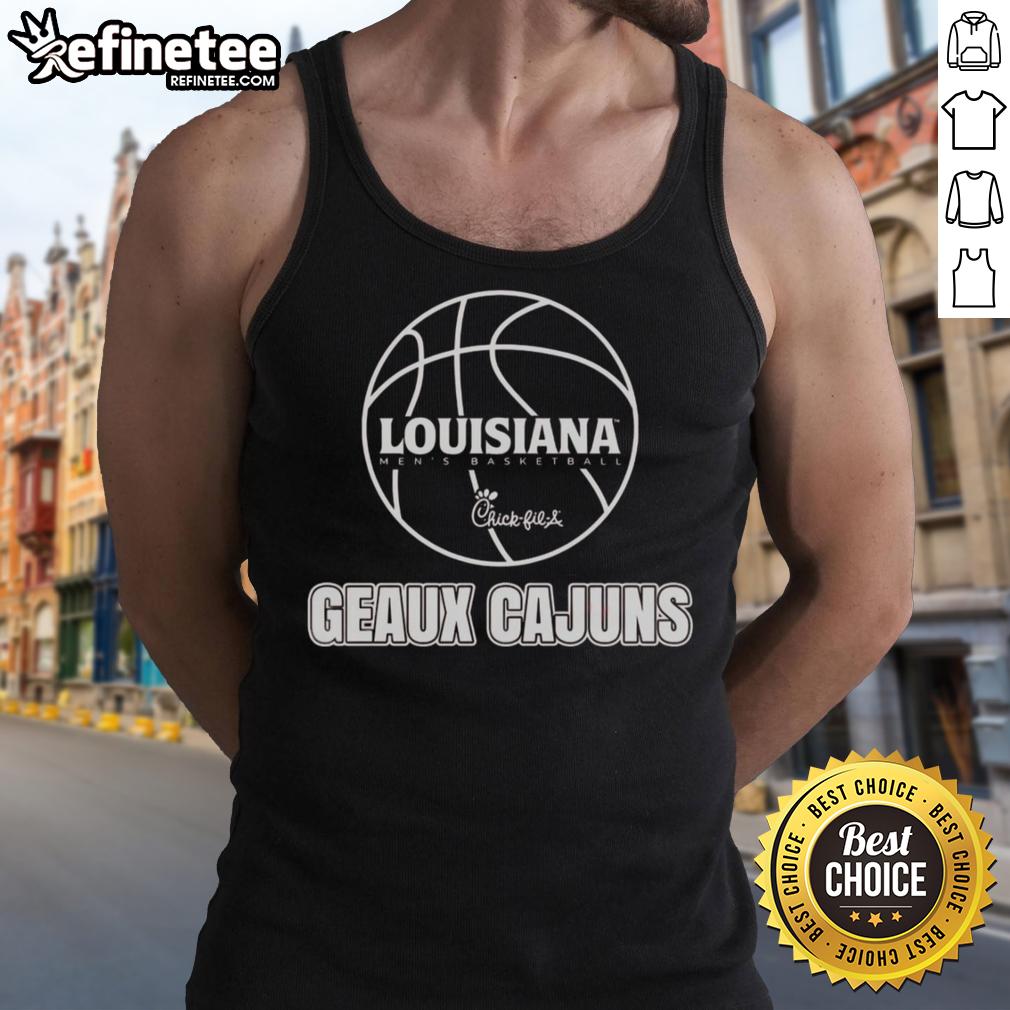 nice-louisiana-ragin-mens-basketball-chick-fil-a-geaux-cajuns-tank-top Men's Louisiana Ragin' Cajuns basketball tank top featuring Chick-fil-A logo, perfect for game day attire.