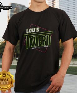 Alt Text: Stylish Nice Lou's Tavern Wilmington California T-Shirt featuring vibrant graphics and comfortable fit for casual wear.