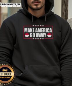 Green hoodie with 'Make America Go Away' slogan, perfect for MAGA supporters and fans of Greenland style.