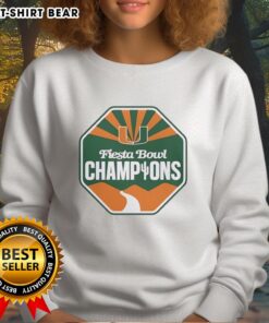 Nice Miami Hurricanes Football Fiesta Bowl Champions CFP 2026 logo sweatshirt showcasing team pride and style.