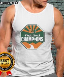 Alt Text: Miami Hurricanes Football Fiesta Bowl Champions CFP 2026 Logo Tank Top for fans celebrating victory.
