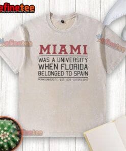 Vintage washed t-shirt featuring 'Nice Miami' design, celebrating Florida's Spanish heritage and university history.