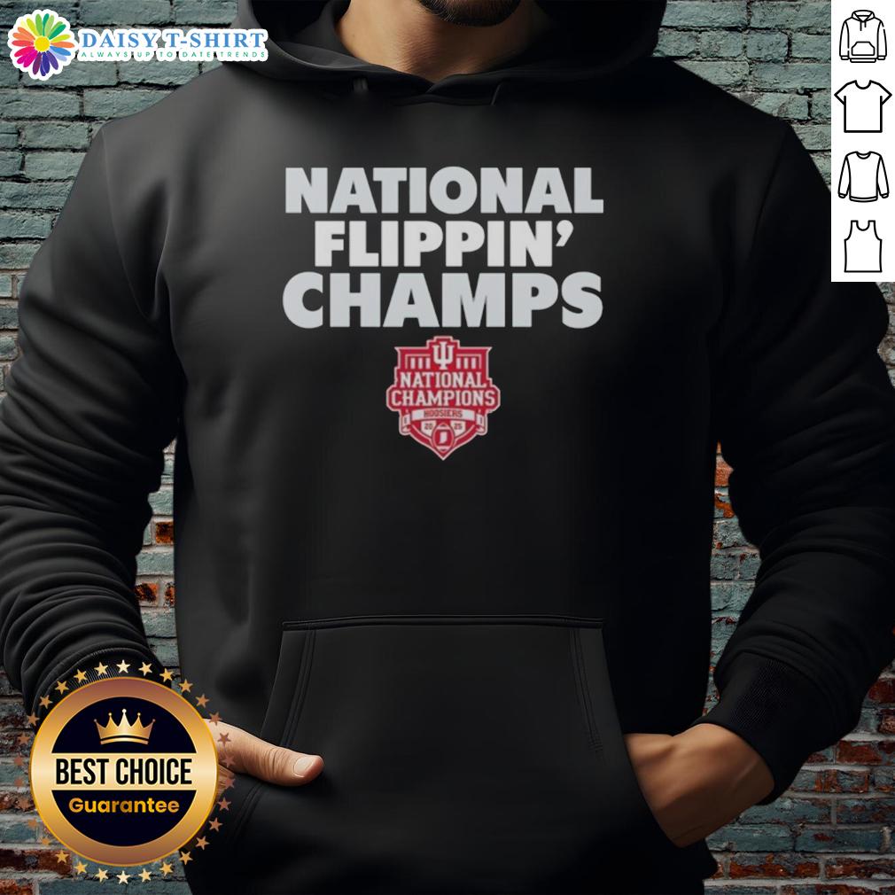 Nice National Flippin' Champs Indiana Hoosiers 2025 CFP National Champions Logo Hoodie Alt Text: 2025 CFP National Champions Indiana Hoosiers logo hoodie featuring the Nice National Flippin Champs design.