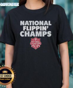 Indiana Hoosiers 2025 CFP National Champions logo on a stylish ladies tee for Nice National Flippin Champs.