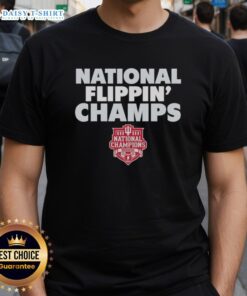 Alt Text: Indiana Hoosiers 2025 CFP National Champions logo T-shirt featuring the Nice National Flippin' Champs design.