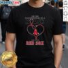 Alt Text: Boston Red Sox stethoscope heart t-shirt for nurses who love baseball - Never underestimate a nurse's passion.