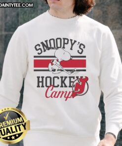2026 Nice New Jersey Devils Snoopy's Hockey Camps sweatshirt featuring team logo and vibrant colors for fans.