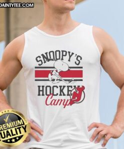 Nice New Jersey Devils Snoopy's Hockey Camps 2026 tank top featuring vibrant graphics for hockey enthusiasts.