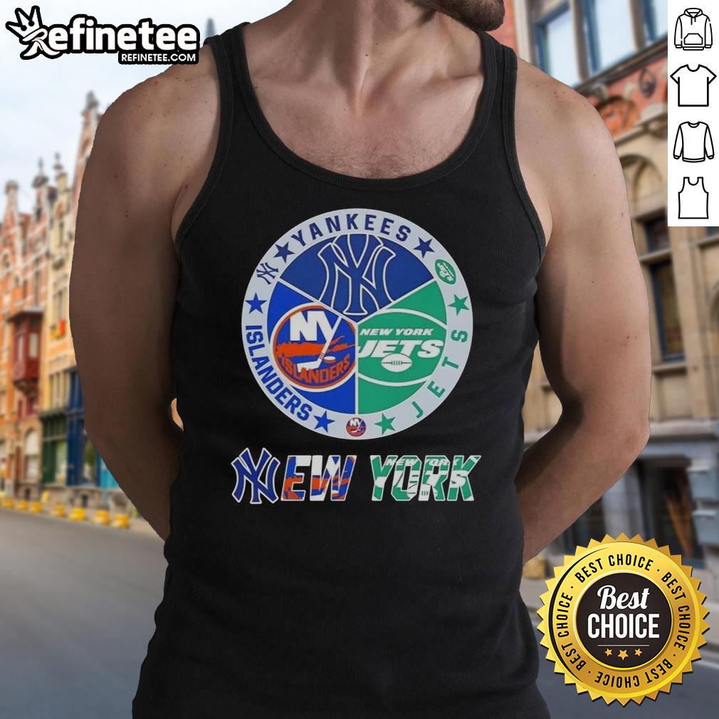 nice-new-york-city-sports-yankees-jets-islanders-logos-combine-tank-top Nice New York City sports tank top featuring Yankees, Jets, and Islanders logos for avid fans.