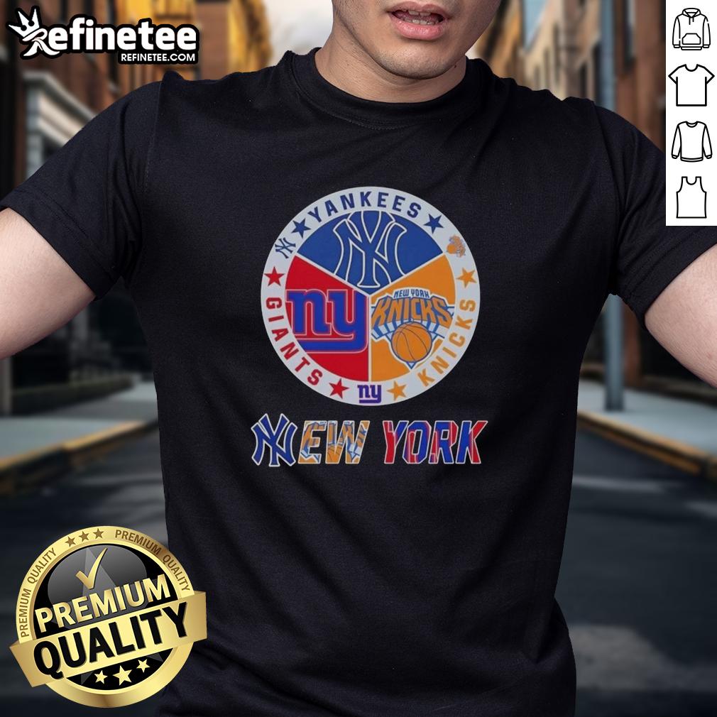 nice-new-york-city-sports-yankees-knicks-giants-logos-combine-t-shirt Nice New York City Sports Yankees Knicks Giants logos combine t-shirt, perfect for NYC sports fans and apparel collectors.