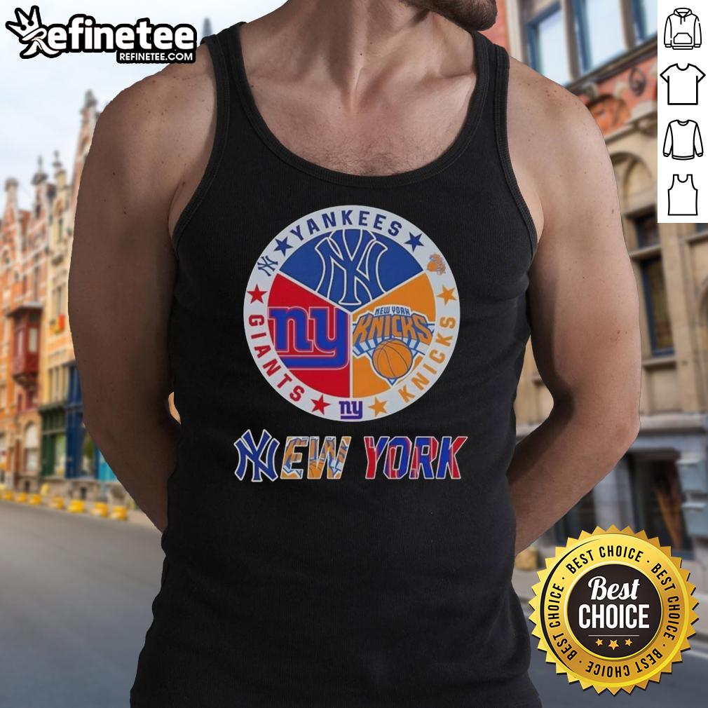 nice-new-york-city-sports-yankees-knicks-giants-logos-combine-tank-top Alt Text: Trendy tank top featuring New York Yankees, Knicks, and Giants logos, perfect for NYC sports fans.