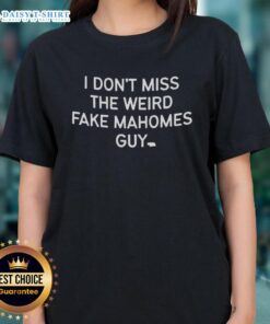 Alt Text: Nice Old QB Heather tee featuring a humorous design about not missing the fake Mahomes guy for ladies.