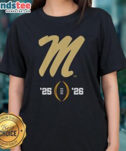 Alt Text: Nice Ole Miss Rebels Logo for 2025-2026 College Football Playoff on a stylish ladies tee shirt.