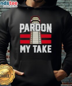 Alt Text: Nice Pardon My Take Lighthouse Hoodie featuring a lighthouse graphic, perfect for fans of the podcast and stylish comfort.