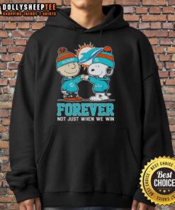 Nice Peanut Snoopy Charlie Brown Miami Dolphins Forever hoodie showcasing team spirit and playful design.