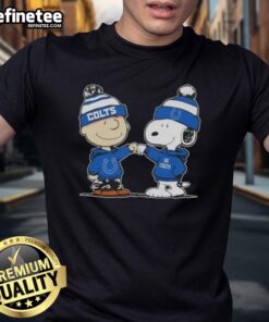 Nice Peanuts Charlie Brown fist bump with Snoopy on Indianapolis Colts football T-shirt design.