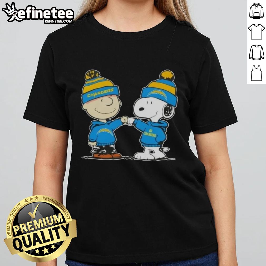 nice-peanuts-charlie-brown-fist-bump-snoopy-x-los-angeles-chargers-football-ladies-tee Alt Text: Charlie Brown and Snoopy fist bump in Nice Peanuts tee, supporting Los Angeles Chargers football, perfect for fans.