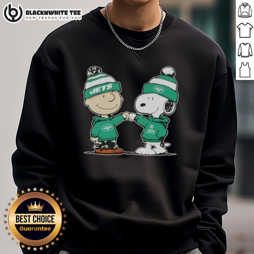 Nice Peanuts Charlie Brown Fist Bump Snoopy X New York Jets Football Sweatshirt Charlie Brown and Snoopy fist bump in New York Jets football sweatshirt - Nice Peanuts themed design.