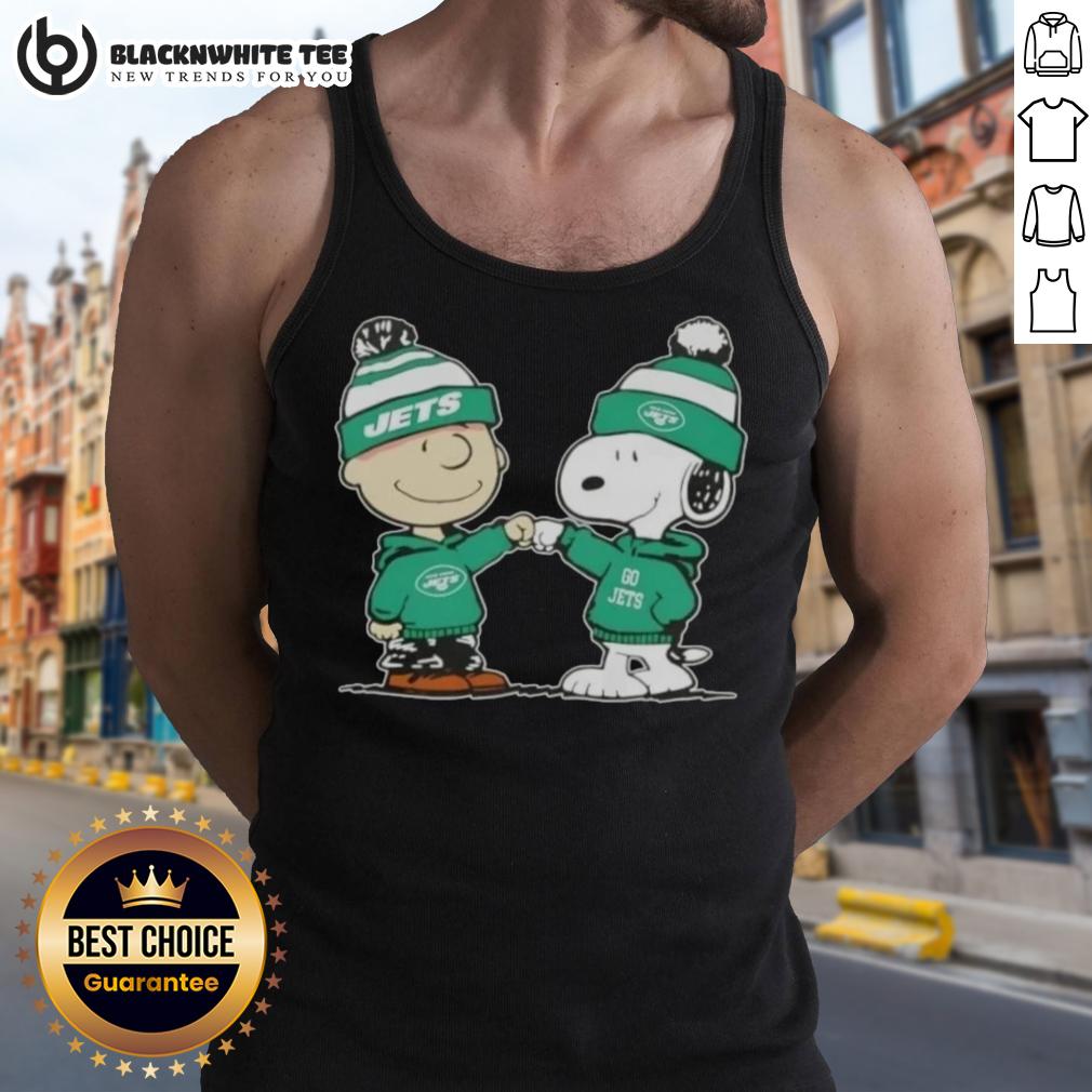 Nice Peanuts Charlie Brown Fist Bump Snoopy X New York Jets Football Tank Top Charlie Brown and Snoopy fist bump in New York Jets football tank top, celebrating friendship and sports spirit.