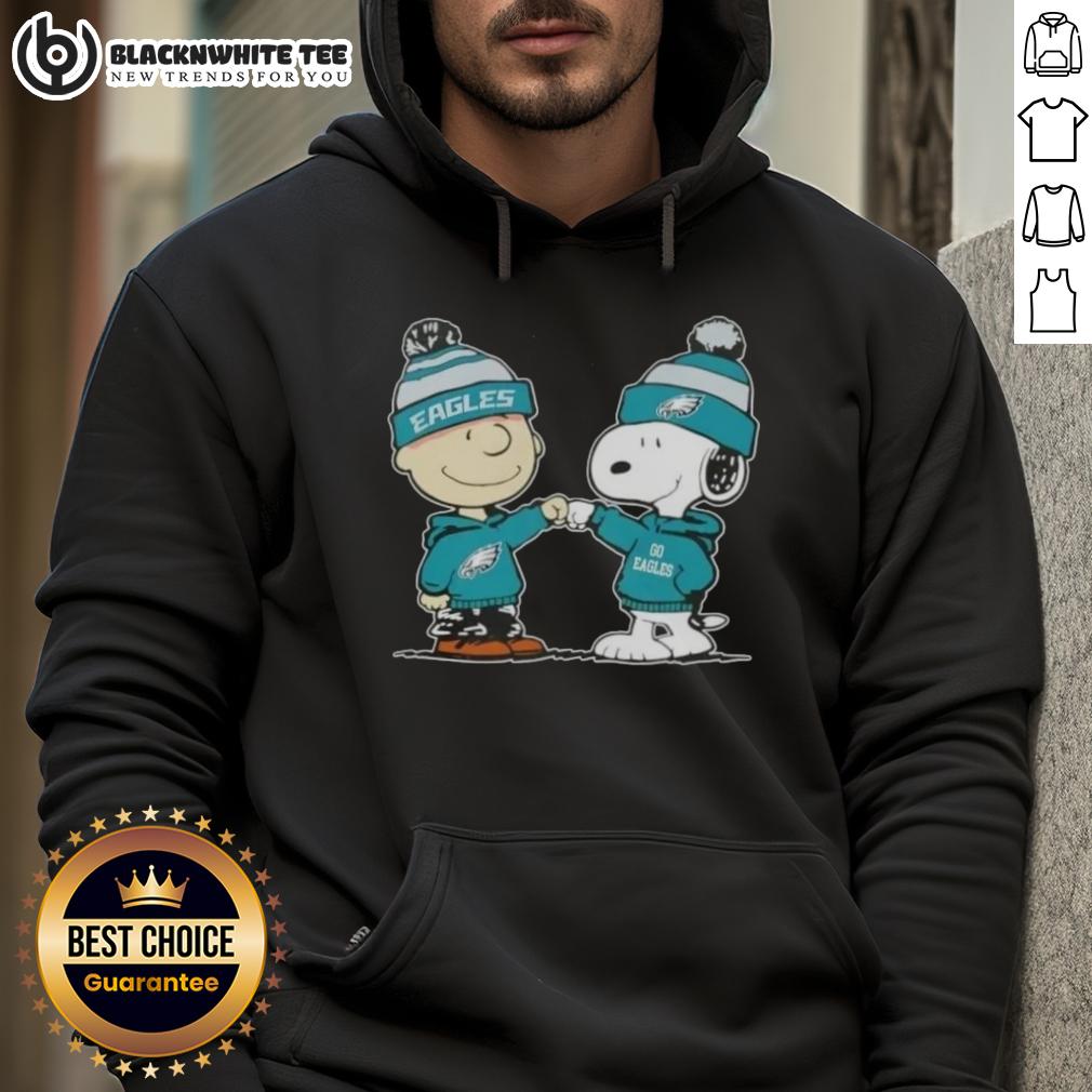 Nice Peanuts Charlie Brown Fist Bump Snoopy X Philadelphia Eagles Football Hoodie Charlie Brown and Snoopy give a fist bump in a Philadelphia Eagles hoodie, showcasing Nice Peanuts football spirit.