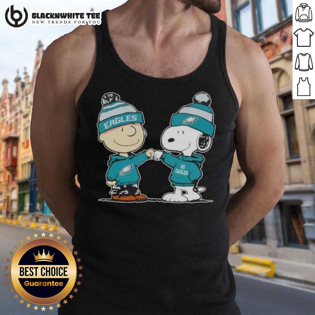 Nice Peanuts Charlie Brown Fist Bump Snoopy X Philadelphia Eagles Football Tank Top Charlie Brown fist bumping Snoopy in Philadelphia Eagles tank top featuring Nice Peanuts design.