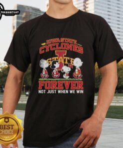 Alt Text: Nice Peanuts Snoopy and Friends Iowa State Cyclones Forever T-Shirt celebrating loyal fans, not just during wins.