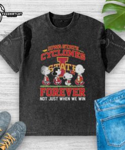 Alt Text: Iowa State Cyclones Forever washed t-shirt featuring Snoopy and friends, perfect for fans and casual wear.