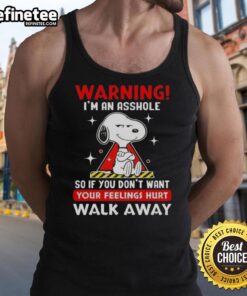 Funny tank top featuring Snoopy with a warning 'I'm an Asshole' design, perfect for casual wear and humor lovers.