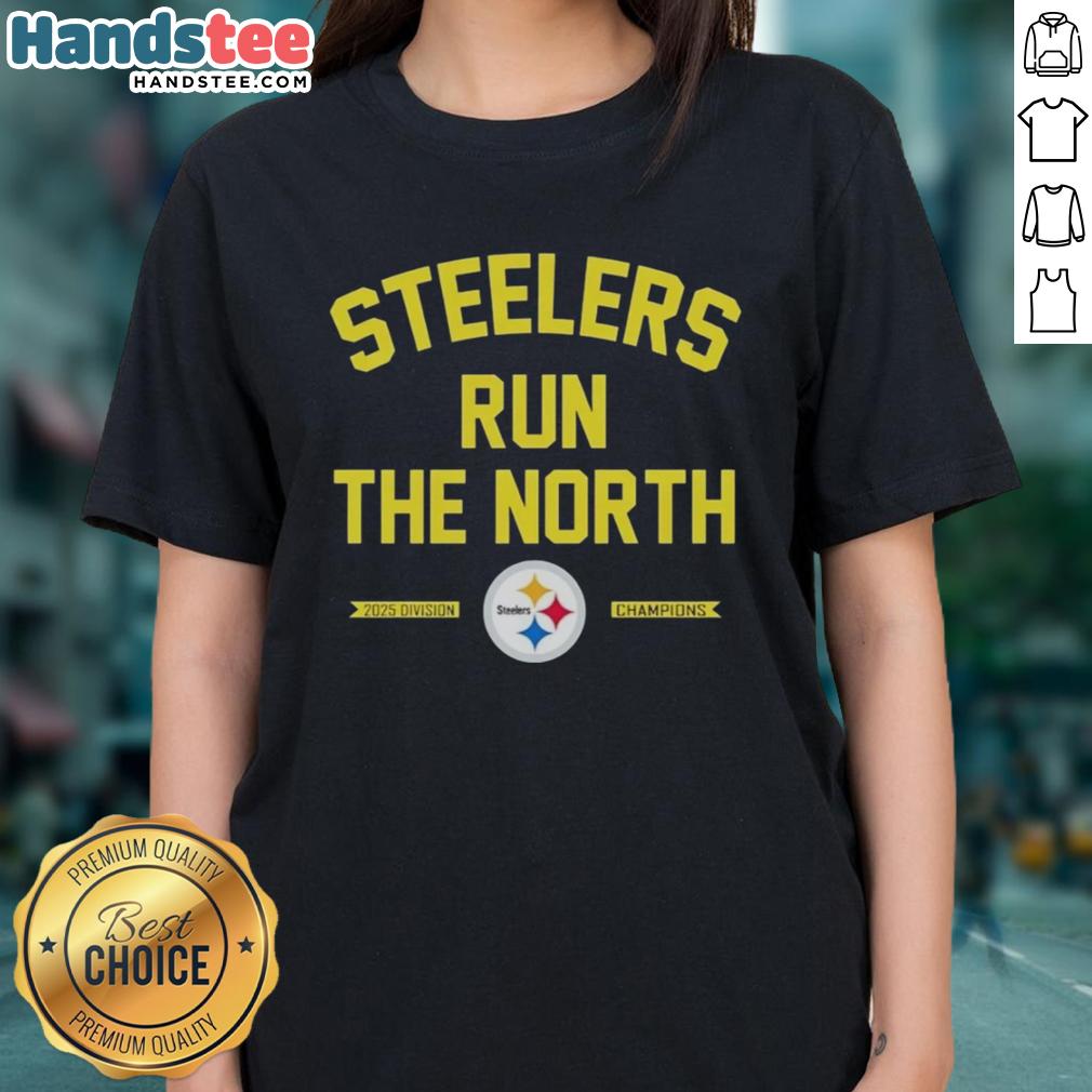 nice-pittsburgh-steelers-run-the-north-2025-divison-champions-ladies-tee Alt Text: 2025 Pittsburgh Steelers Run the North Division Champions ladies tee, featuring team colors and logo design.