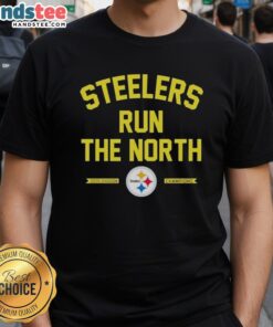 Alt Text: Pittsburgh Steelers 2025 Division Champions T-Shirt featuring 'Run The North' design for fans and supporters.