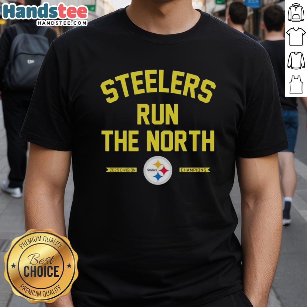 nice-pittsburgh-steelers-run-the-north-2025-divison-champions-t-shirt-1 Alt Text: Pittsburgh Steelers 2025 Division Champions T-Shirt featuring 'Run The North' design for fans and supporters.