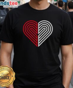 Nice Portland Trail Blazers basketball heart t-shirt showcasing team spirit and love for Portland in vibrant colors.