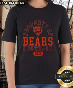 Chicago Bears ladies tee showcasing the team's rich history since 1920, perfect for fans and stylish sportswear.