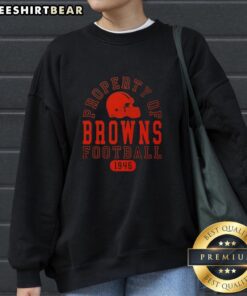 Cozy Cleveland Browns sweatshirt featuring 'Nice Property of Cleveland Browns Football Since 1946' design.