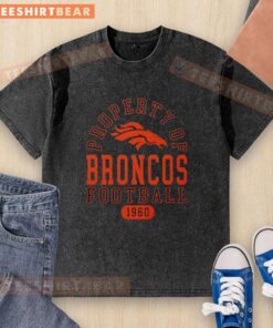 Denver Broncos football washed t-shirt featuring vintage design, celebrating the team's legacy since 1960.