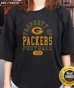 Alt Text: Green Bay Packers ladies tee, celebrating the team's history since 1919, featuring vibrant team colors and logo.