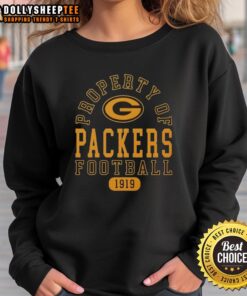 Alt Text: Green Bay Packers sweatshirt featuring Nice Property of Green Bay Packers Football Since 1919 design.