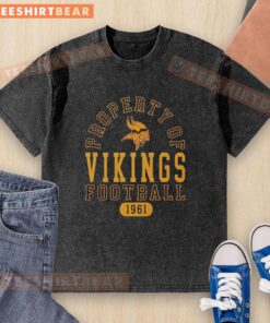 Vintage Minnesota Vikings football washed t-shirt, established 1961, showcasing team pride and classic style.