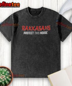 Nice Rakkasans Protect This House washed t-shirt featuring a bold design and comfortable fit for casual wear.
