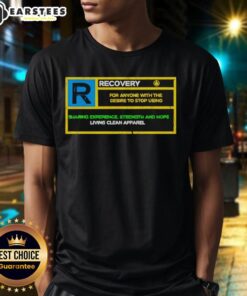 Nice Recovery Rated R T-Shirt featuring bold graphics and a comfortable fit, perfect for casual wear and recovery enthusiasts.