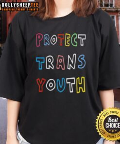 Alt Text: Nice Renee Top Protect Trans Youth Ladies Tee in vibrant colors, promoting LGBTQ+ rights and support for trans youth.